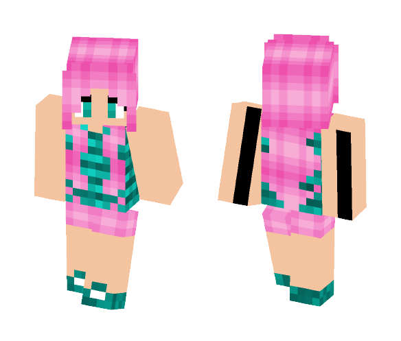 Teal and Pink Summer Girl - Girl Minecraft Skins - image 1