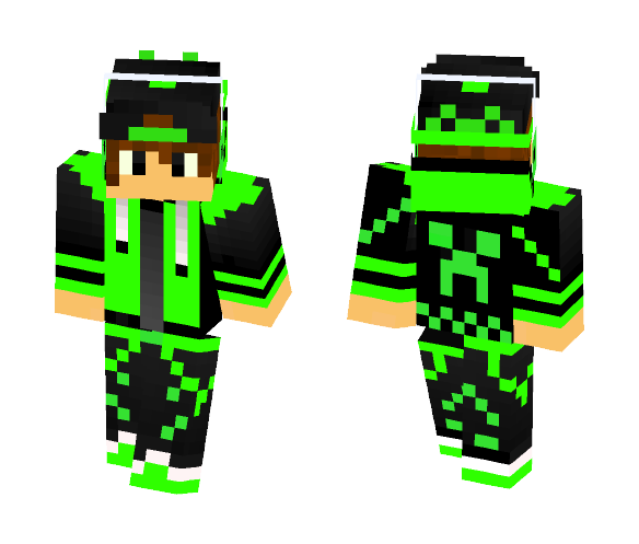 Green Creeper hoodie guy - Male Minecraft Skins - image 1