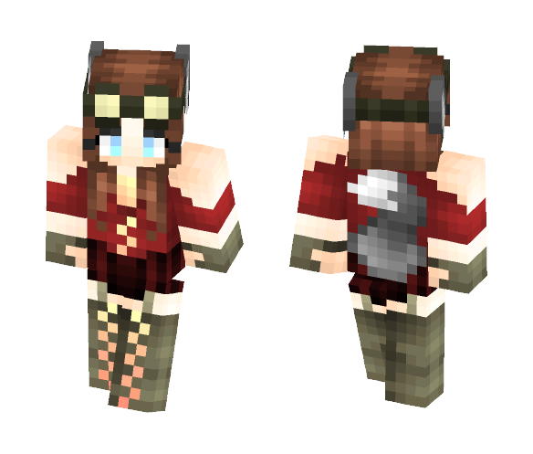 Red steampunk wolf girl - Girl Minecraft Skins - image 1