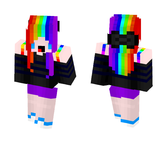 Rainbow Haired Chibi - Female Minecraft Skins - image 1