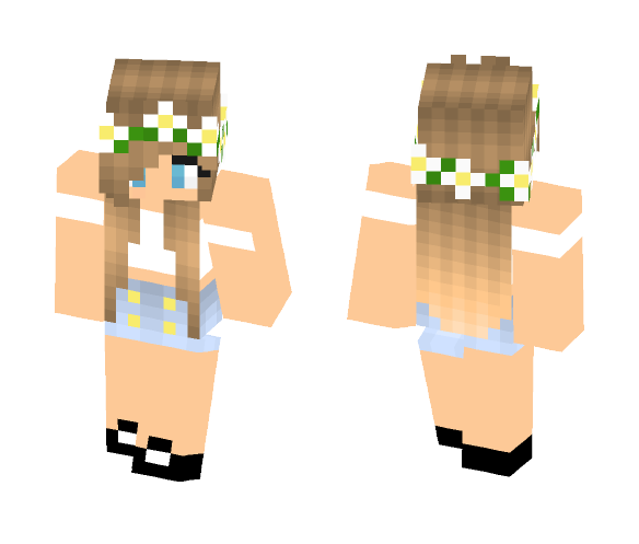 Cute girl with flower braids - Cute Girls Minecraft Skins - image 1