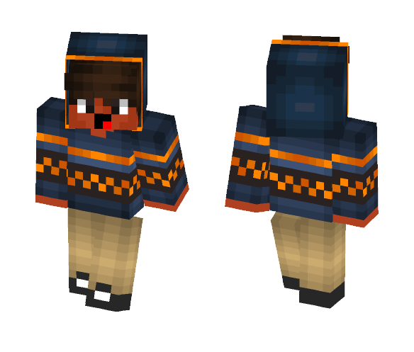 Blue hoodie with gold trimming - Male Minecraft Skins - image 1