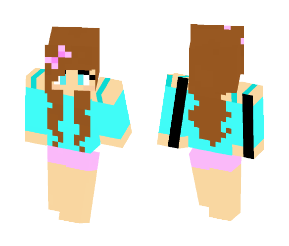 Girl in blue with bow - Girl Minecraft Skins - image 1