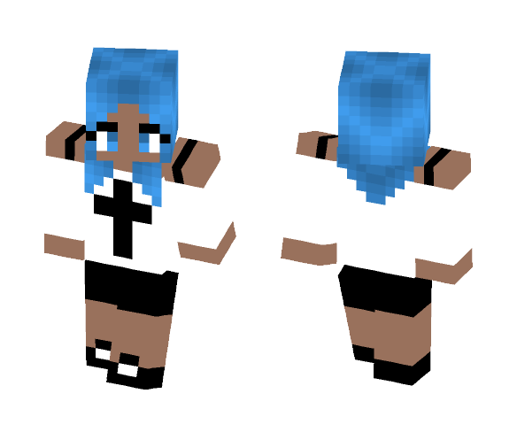 Blue Hair and Cross Shirt #3 - Interchangeable Minecraft Skins - image 1