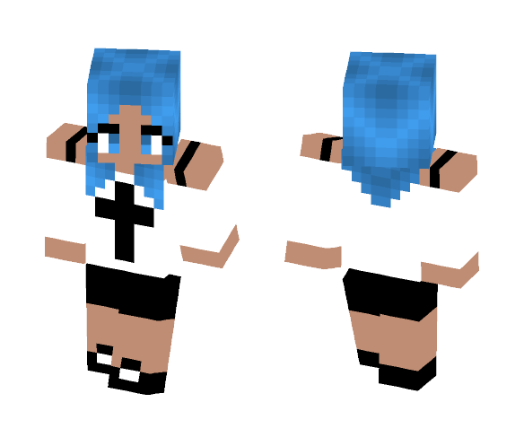 Blue Hair and Cross Shirt #2 - Interchangeable Minecraft Skins - image 1