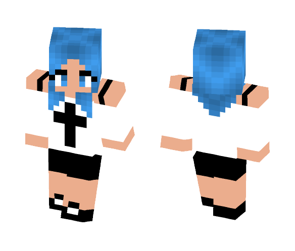 Blue Hair and Cross Shirt #1 - Interchangeable Minecraft Skins - image 1