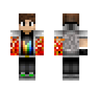 Rainbow Hoodie With Fire Arms - Male Minecraft Skins - image 2