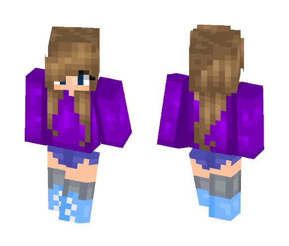 Purple sweater Kawaii skin ^_^ - Kawaii Minecraft Skins - image 1