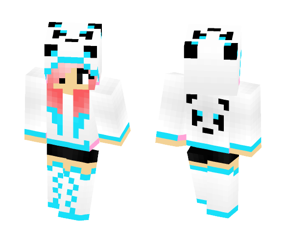 Pink and blue panda girl - Girl Minecraft Skins - image 1