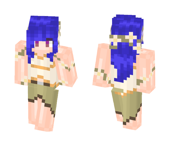 Blue Haired Flower Girl - Color Haired Girls Minecraft Skins - image 1