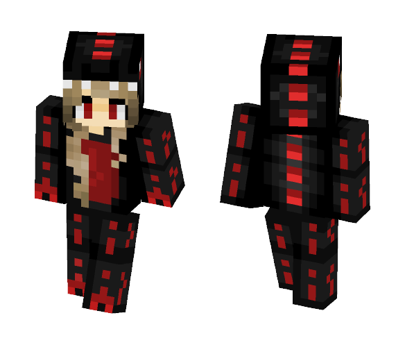 Girl In a Black and Red Dino Suit - Girl Minecraft Skins - image 1