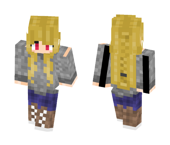 Blonde Girl in a grey Hoodie - Girl Minecraft Skins - image 1