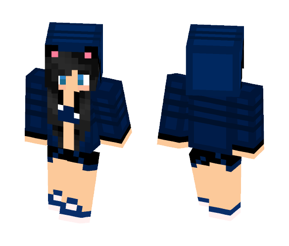 _':-y;. Dark Blue Cat Girl .;y- :'_ - Cat Minecraft Skins - image 1