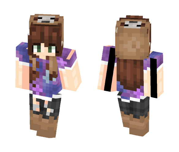 Galaxy Girl with a Sloth Hat - Girl Minecraft Skins - image 1
