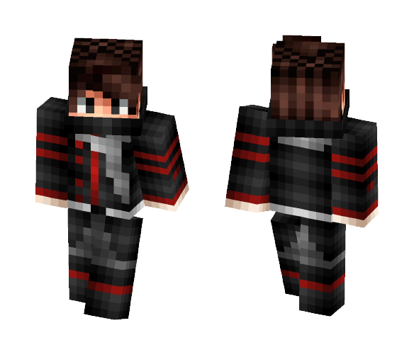 Red and Black Suit and Brown Hair - Male Minecraft Skins - image 1