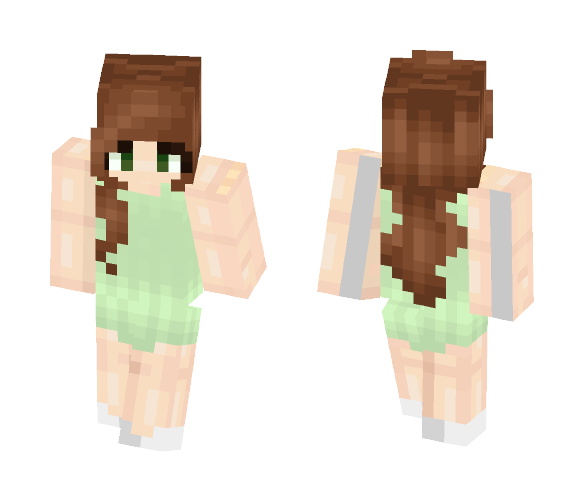 Brunette in a Green Dress - Female Minecraft Skins - image 1