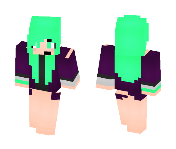 Sea Green Haired Girl (Shadered) - Color Haired Girls Minecraft Skins - image 1