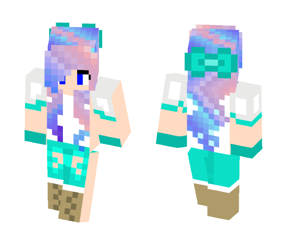 **Pastel Galaxy Hair Girl** - Color Haired Girls Minecraft Skins - image 1