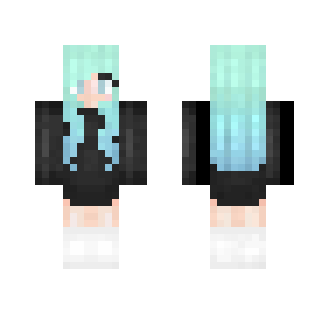 Teal Ombré Hair Girl - Color Haired Girls Minecraft Skins - image 2