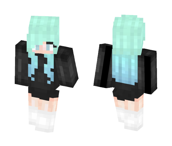 Teal Ombré Hair Girl - Color Haired Girls Minecraft Skins - image 1
