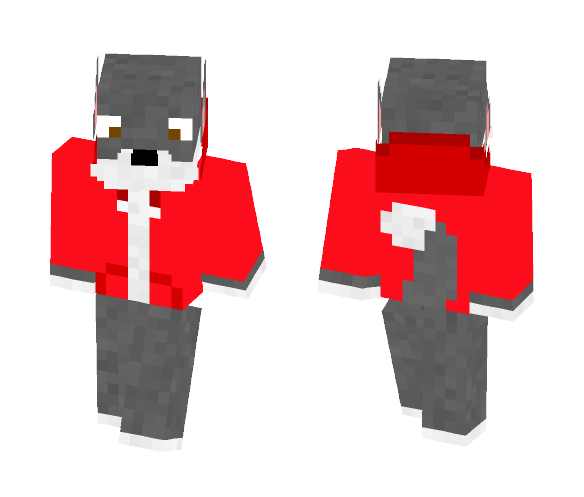 Grey wolf with red hoodie - Interchangeable Minecraft Skins - image 1