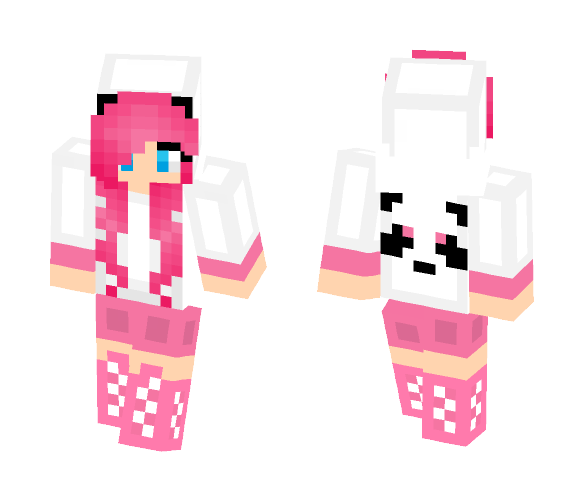 Pink panda hoodie - Female Minecraft Skins - image 1
