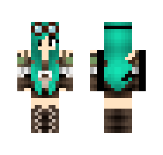 Blue haired Steampunk girl - Color Haired Girls Minecraft Skins - image 2