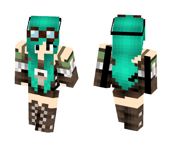 Blue haired Steampunk girl - Color Haired Girls Minecraft Skins - image 1
