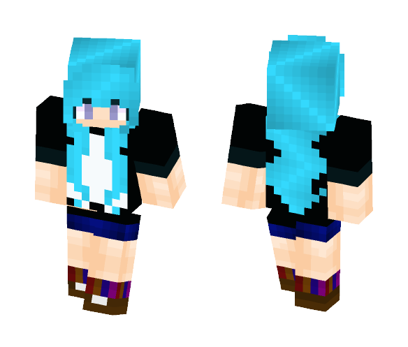 Blue Hair Girl Who Likes Undertale! - Color Haired Girls Minecraft Skins - image 1