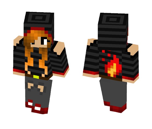 Fire Hoodie Girl - Girl Minecraft Skins - image 1