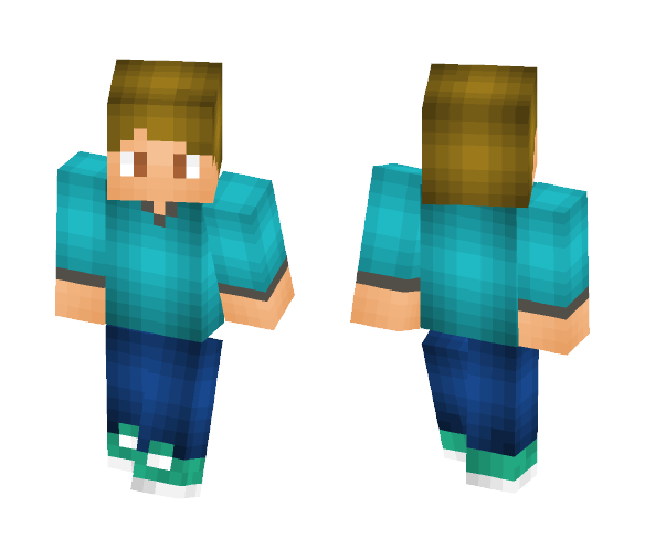 Aqua Long-Sleeved Shirt [Male] - Male Minecraft Skins - image 1