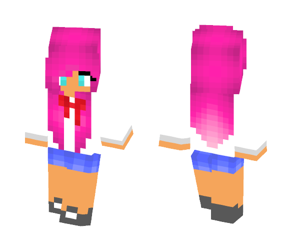 Girl with pink hair and a bow - Color Haired Girls Minecraft Skins - image 1