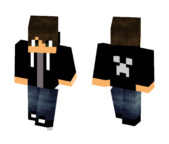Guy With A Black Creeper Hoodie - Male Minecraft Skins - image 1