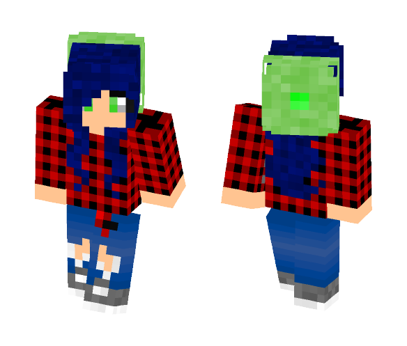 Blue Haired Girl W/ Plaid Shirt - Color Haired Girls Minecraft Skins - image 1