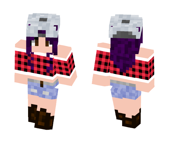 Purple Haired Girl and Flannel - Color Haired Girls Minecraft Skins - image 1