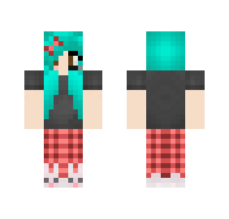 Teal haired gamer girl - Color Haired Girls Minecraft Skins - image 2