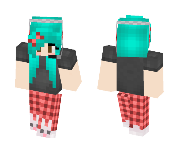 Teal haired gamer girl - Color Haired Girls Minecraft Skins - image 1
