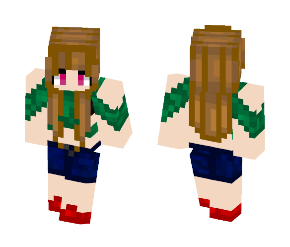 Brown hair Pink Eyes Girl - Color Haired Girls Minecraft Skins - image 1