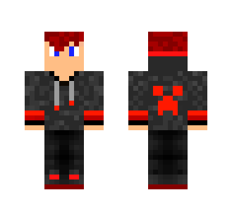 Red Teen Creeper Hoodie - Male Minecraft Skins - image 2