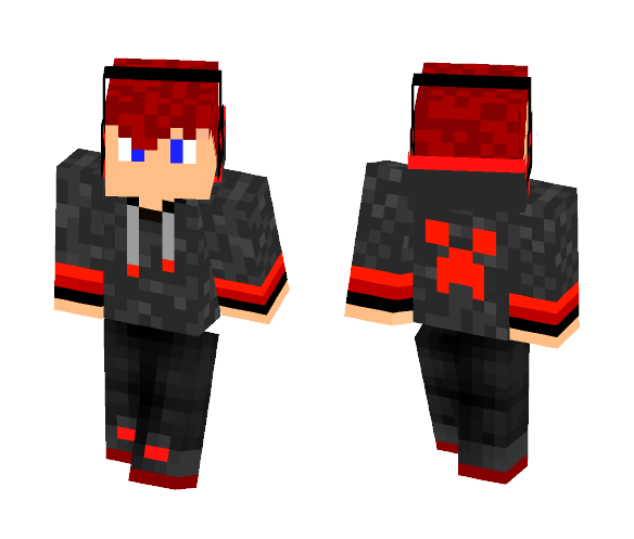Red Teen Creeper Hoodie - Male Minecraft Skins - image 1