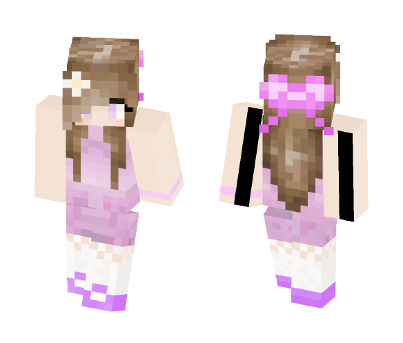 Cute Girly Pink Dress Girl - Cute Girls Minecraft Skins - image 1