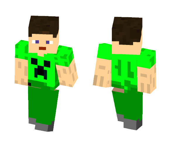 Young Steve With Creeper - Male Minecraft Skins - image 1