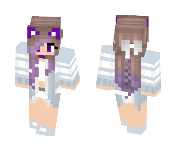 purple haired cozy cat - Cat Minecraft Skins - image 1