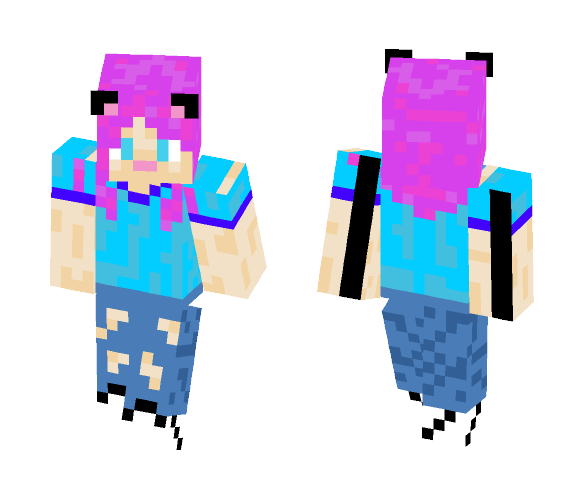 Purple Haired Cat Ears - Cat Minecraft Skins - image 1