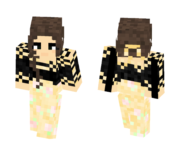 Black & Gold Floral Gown - Female Minecraft Skins - image 1