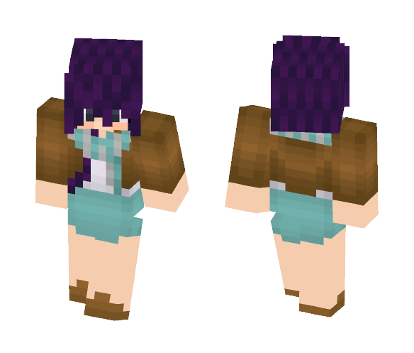 Girl with a Blue & Grey Scarf - Girl Minecraft Skins - image 1