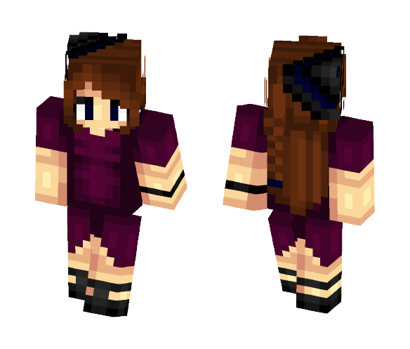 Burgundy Dress - Female Minecraft Skins - image 1