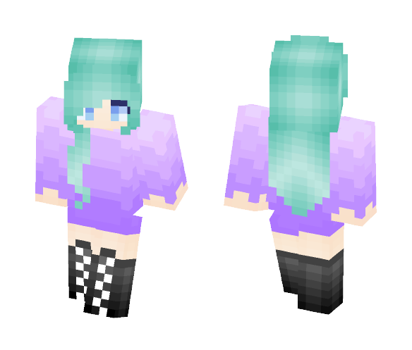 Blue hair girl ◕ ◡ ◕ - Color Haired Girls Minecraft Skins - image 1