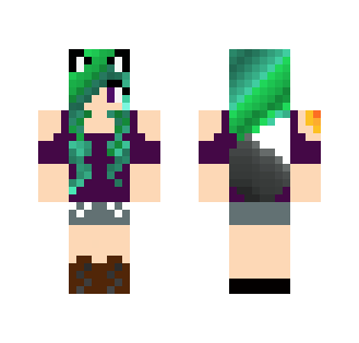 Sea haired wolf girl - Color Haired Girls Minecraft Skins - image 2