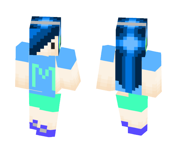Blue hair headphones girl - Color Haired Girls Minecraft Skins - image 1